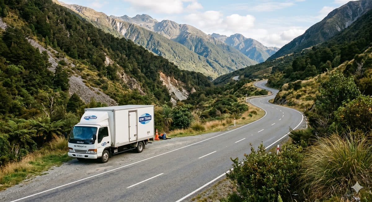 Rigid delivery truck on New Zealand road
